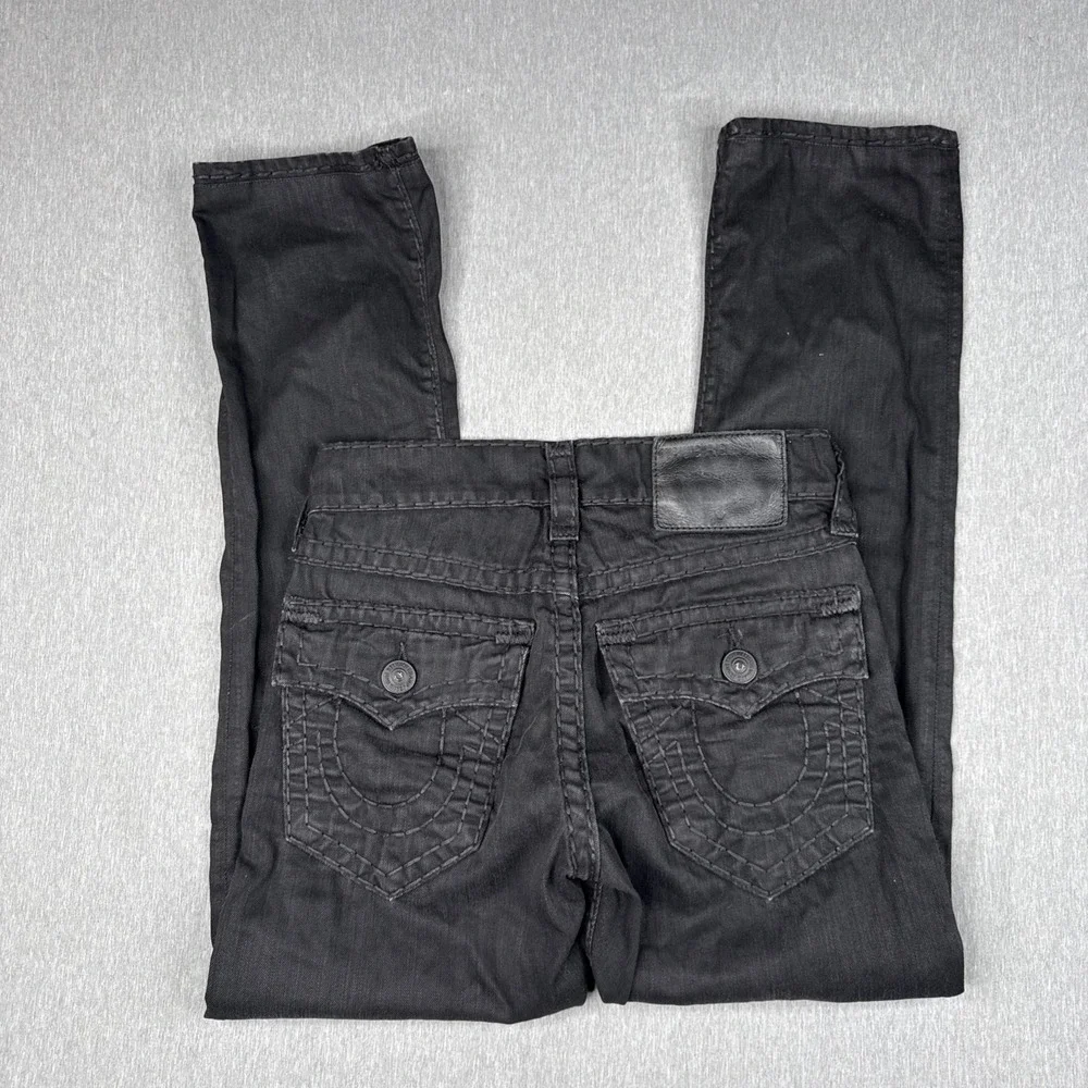 True Religion Ricky  Jeans Black Size 28x 30 Super T Stitch Relaxed Straight USA